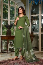 Green Chanderi Grace Embroidered Suit Set
