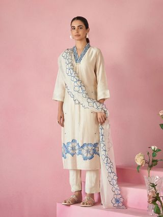 Rayon Elegance Embroidered Suit Set with Organza Dupatta