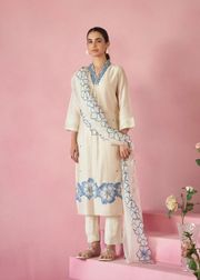 Rayon Elegance Embroidered Suit Set with Organza Dupatta