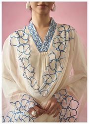 Rayon Elegance Embroidered Suit Set with Organza Dupatta