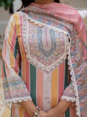 Orange SlubAura Embroidered Suit Set