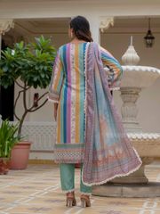 Sky Blue SlubElegance Embroidered Suit Set