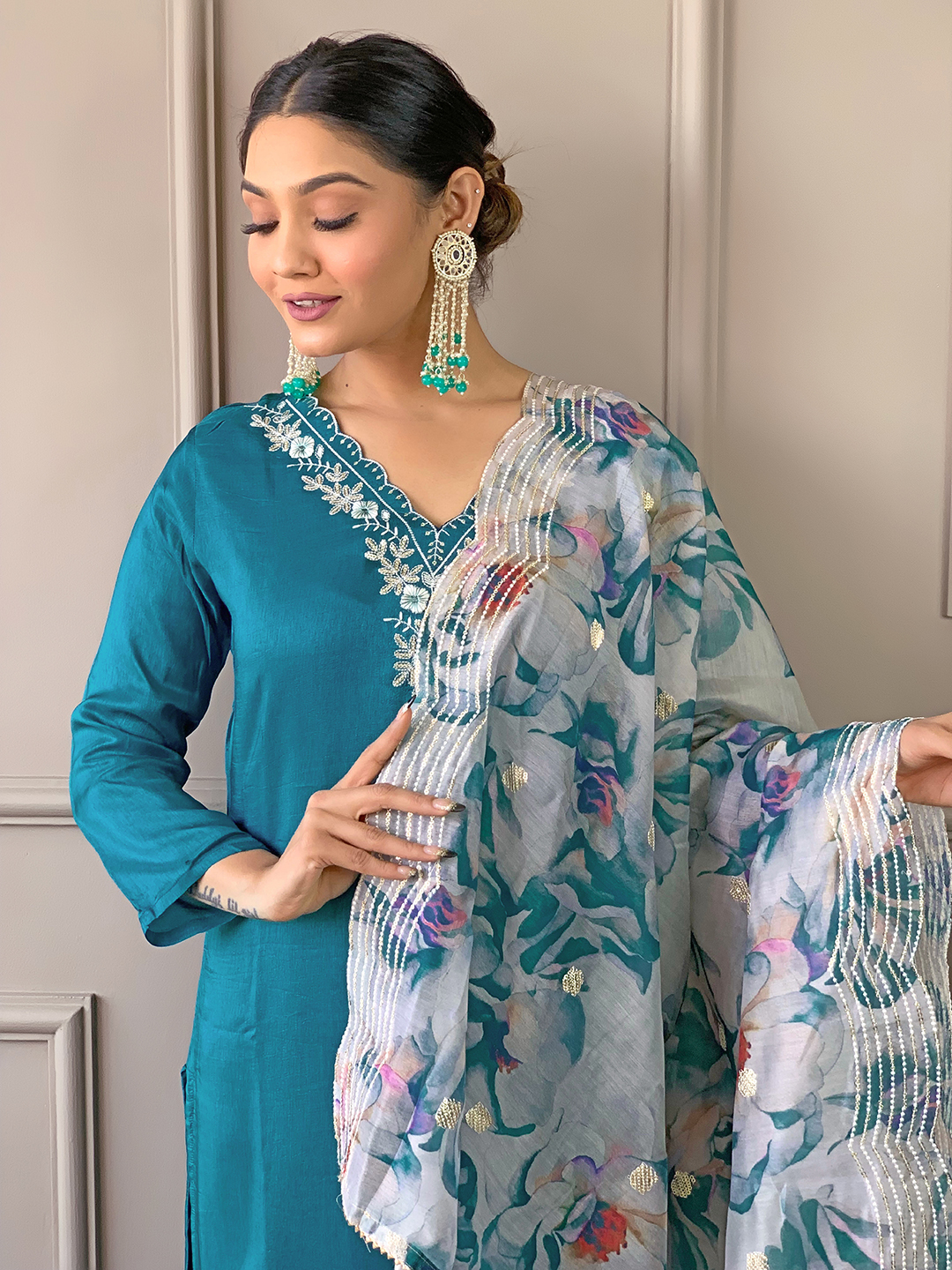 Embroidered Salwar Suit Set for Women