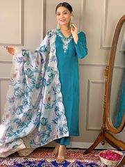 Embroidered Salwar Suit Set for Women