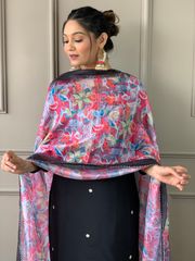 Black Readymade Embroidered Salwar Suit