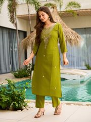 Lemon Threadwork Salwar Suit with Dupatta