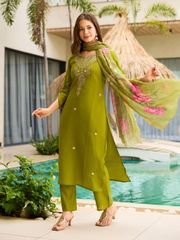 Lemon Threadwork Salwar Suit with Dupatta