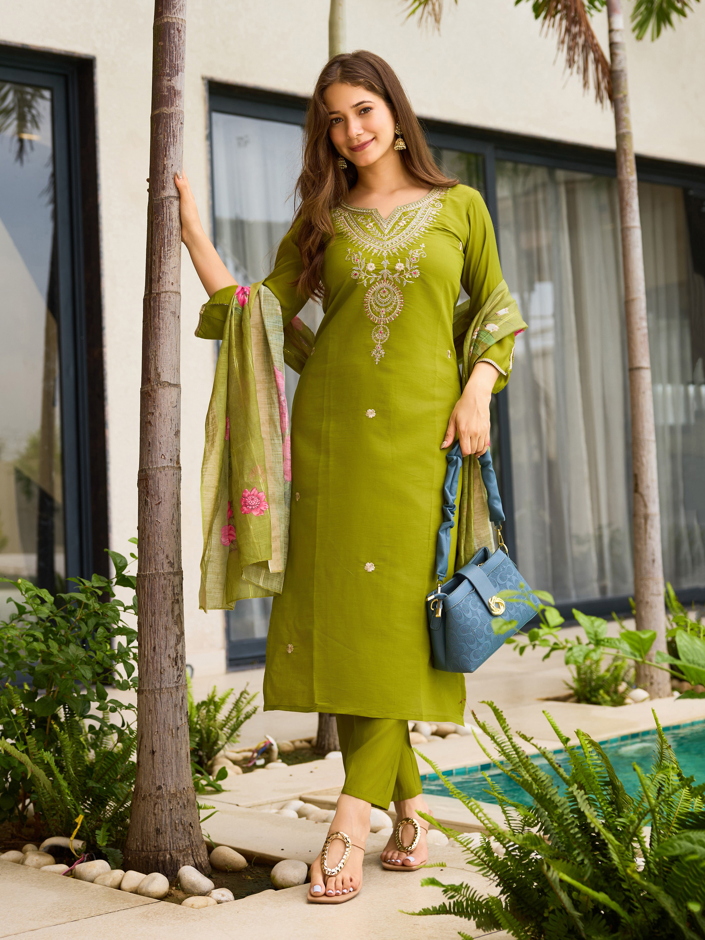 Lemon Threadwork Salwar Suit with Dupatta
