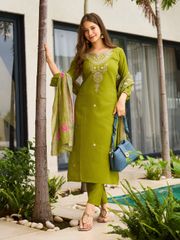 Lemon Threadwork Salwar Suit with Dupatta