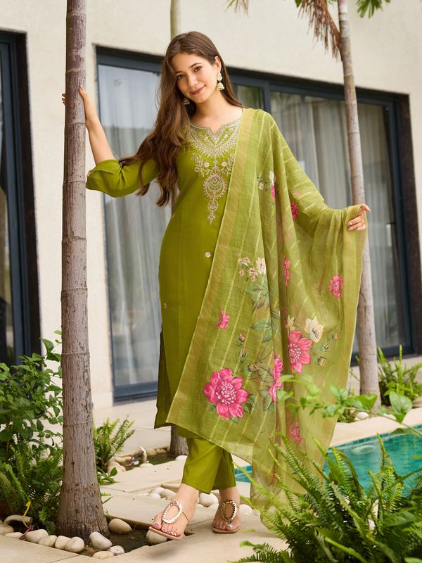 Lemon Threadwork Salwar Suit with Dupatta
