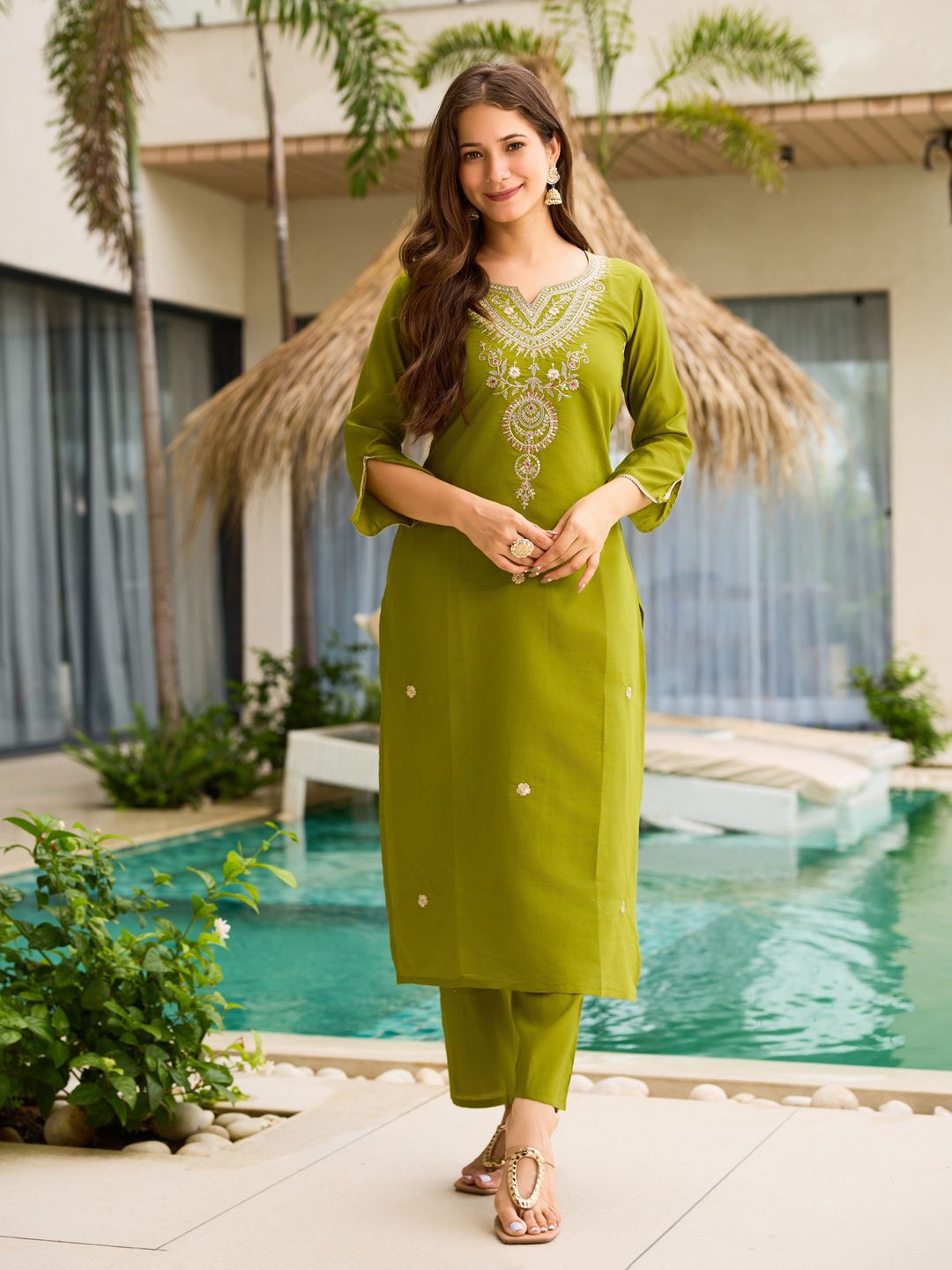 Lemon Threadwork Salwar Suit with Dupatta