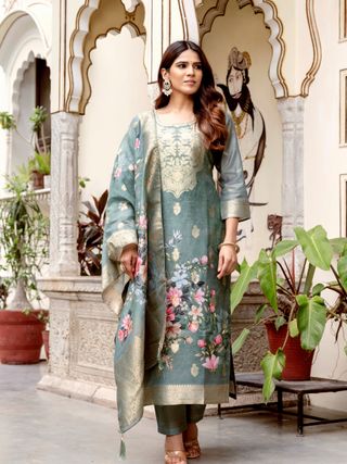 Woven Chanderi Cotton Readymade Salwar Suit