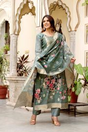 Woven Chanderi Cotton Readymade Salwar Suit