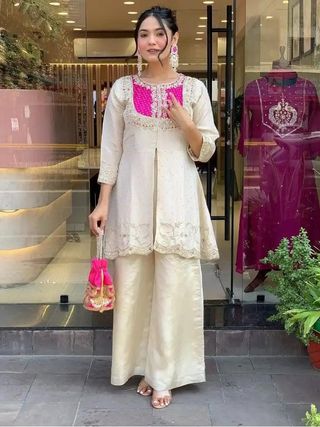 Elegant White Cording Threadwork Salwar Suit
