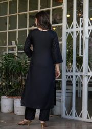 Black Designer Threadwork Suit with Chinon Dupatta