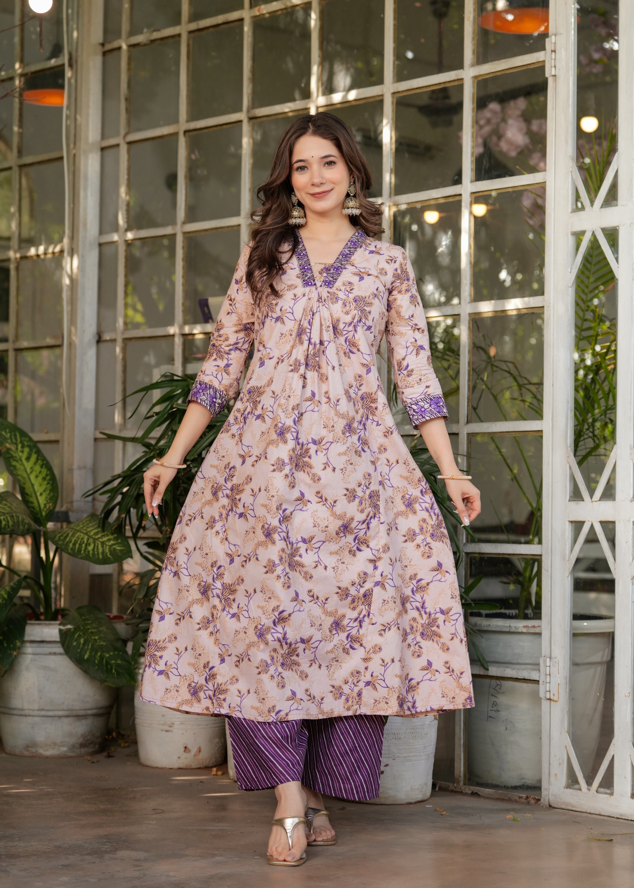 Shop Cream Pure Cotton Printed Suit Set