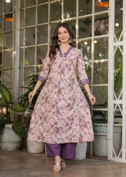 Shop Cream Pure Cotton Printed Suit Set
