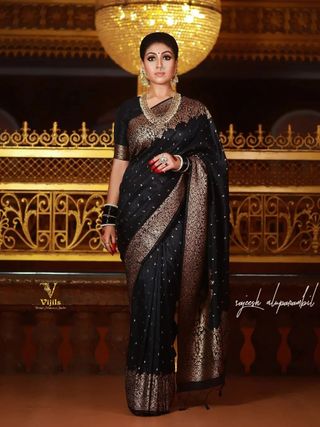Black Banarasi Soft Silk Jacquard Zari Saree