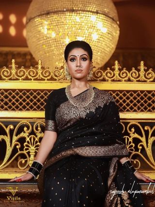 Black Banarasi Soft Silk Jacquard Zari Saree