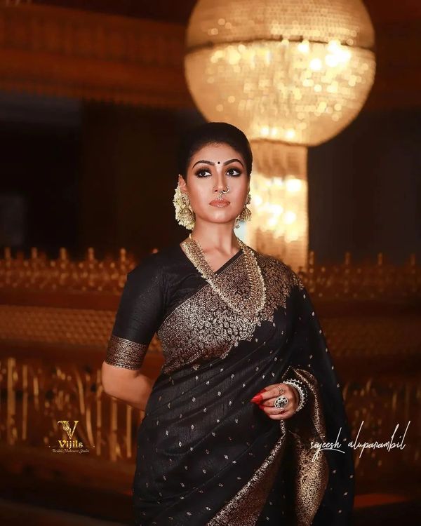 Black Banarasi Soft Silk Jacquard Zari Saree
