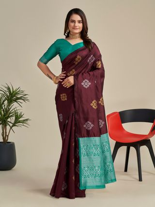 Maroon Banarasi Soft Silk Jacquard Zari Saree