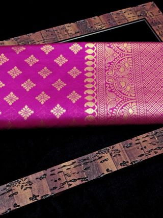 Purple Banarasi Soft Silk Jacquard Zari Saree