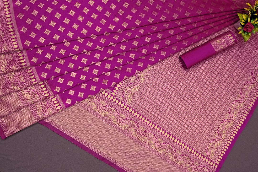 Purple Banarasi Soft Silk Jacquard Zari Saree