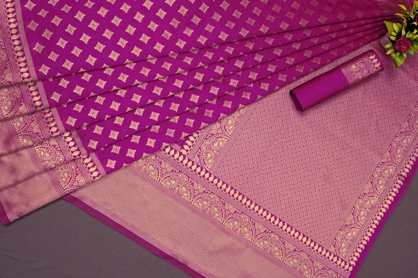 Purple Banarasi Soft Silk Jacquard Zari Saree