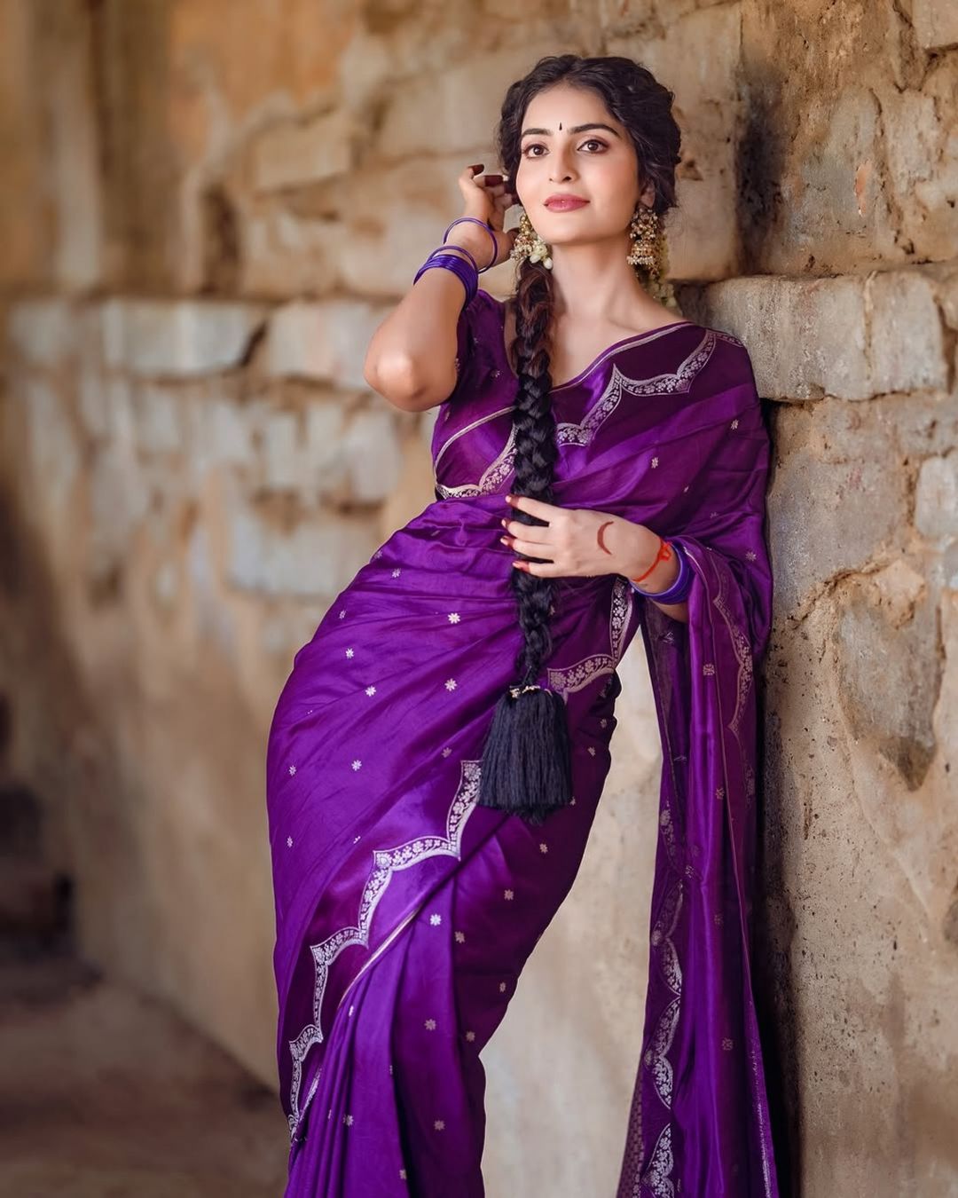 Purple Banarasi Soft Silk Zari Work Saree
