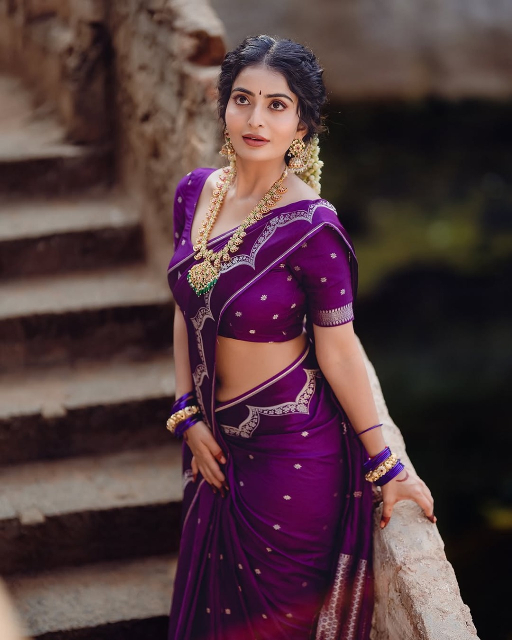 Purple Banarasi Soft Silk Zari Work Saree