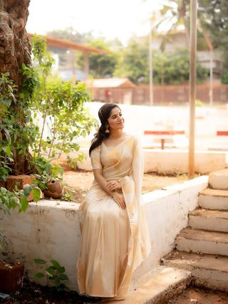 Cream Banarasi Soft Silk Zari Work Saree