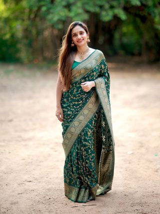Green Banarasi Soft Silk Zari Weave Saree