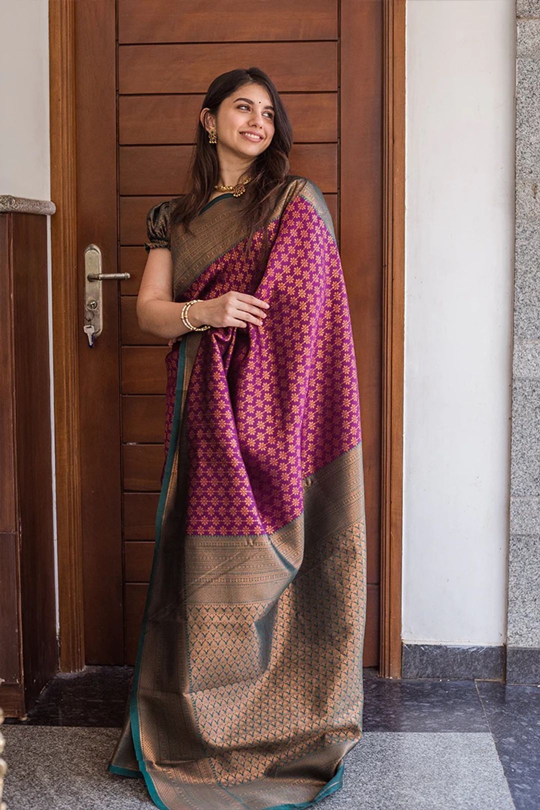 Purple Banarasi Soft Silk Zari Weave Saree
