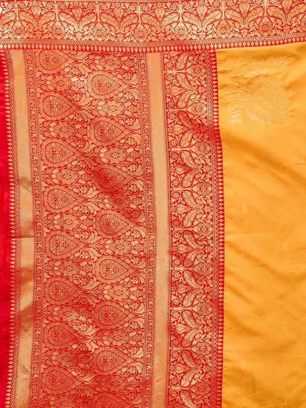 Mustard Yellow Banarasi Soft Silk Zari Weave Saree