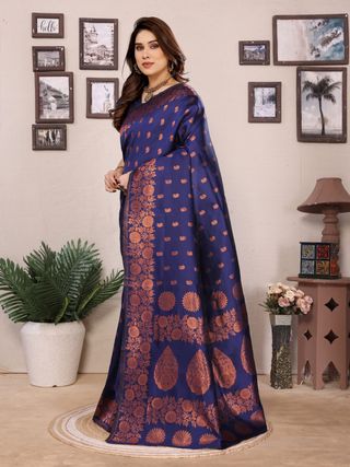 Royal Blue Banarasi Soft Silk Zari Weave Saree