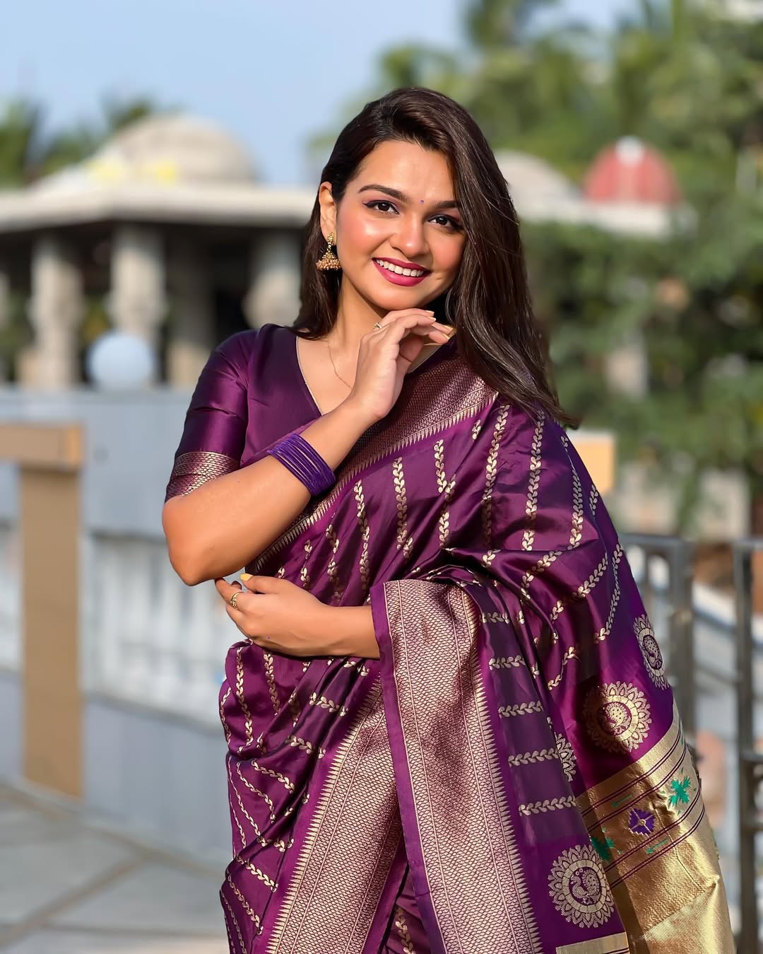 Wine Purple Banarasi Soft Silk Zari Weave Saree