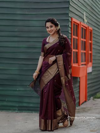Maroon Banarasi Soft Silk Zari Weave Saree