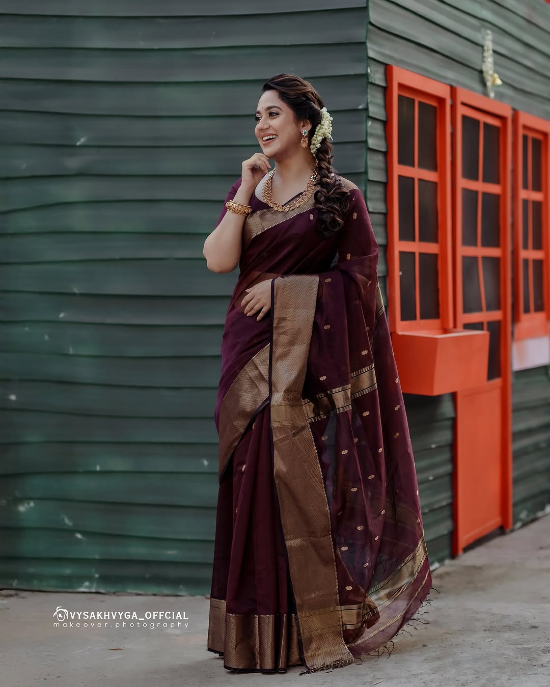 Maroon Banarasi Soft Silk Zari Weave Saree