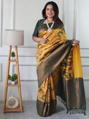 Mustard Banarasi Soft Silk Jacquard Saree with Zari - Mustard