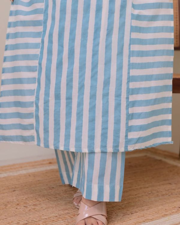 Striped Rayon Straight Kurta Palazzo Set for Women
