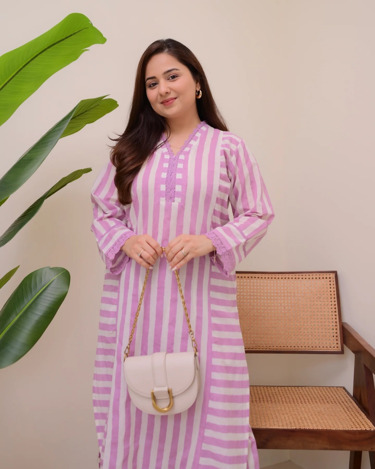 Striped Rayon Straight Kurta Palazzo Set for Women