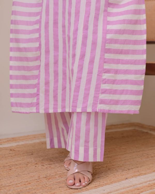 Striped Rayon Straight Kurta Palazzo Set for Women