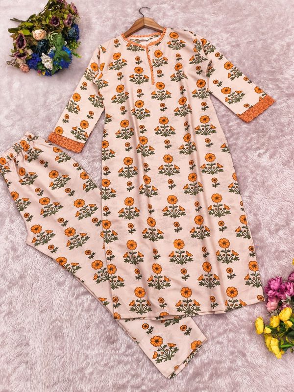 Floral Printed Rayon Straight Kurta Pant Set