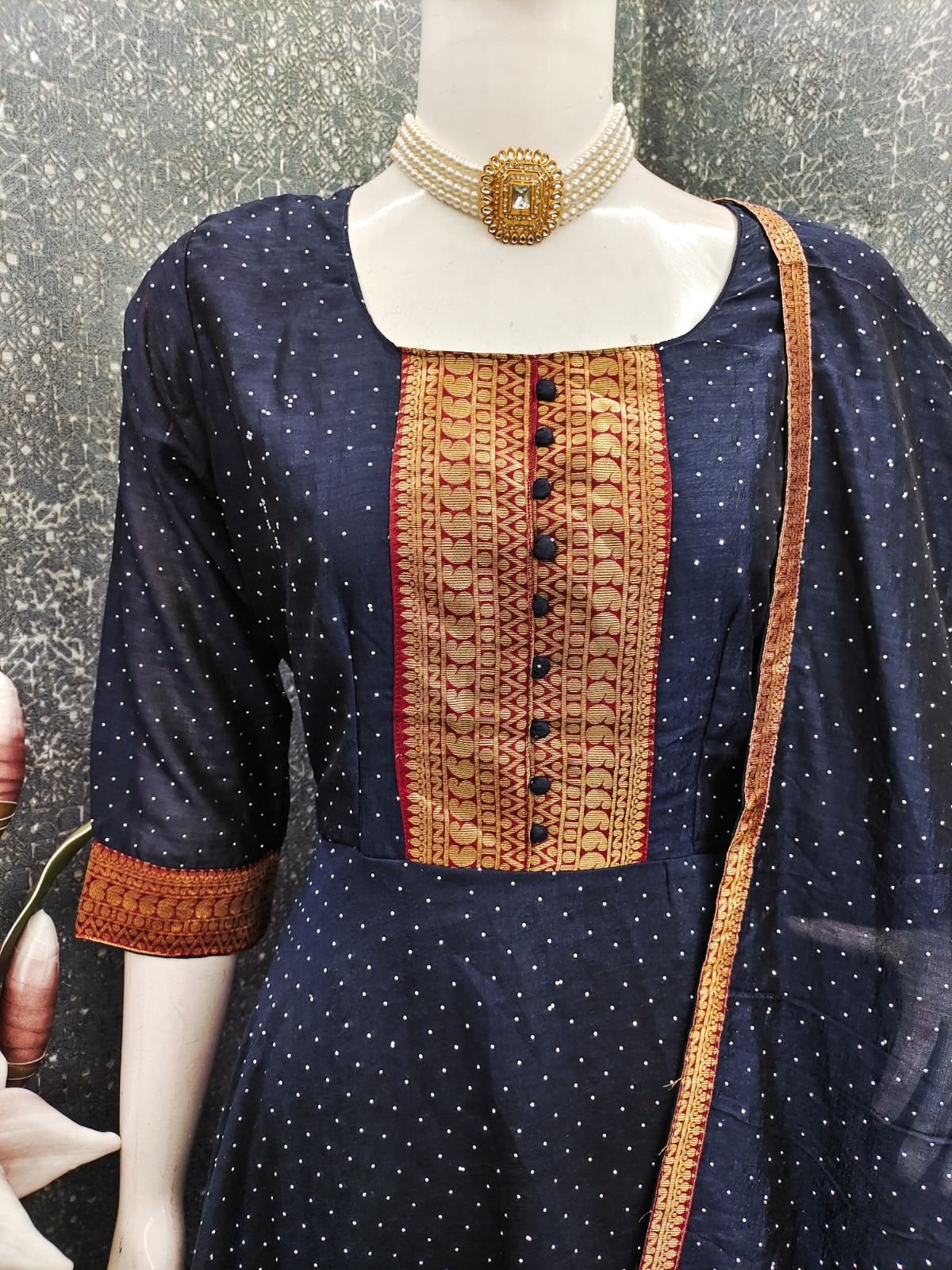 vichitra Jacquard Woven Gown Dupatta Set