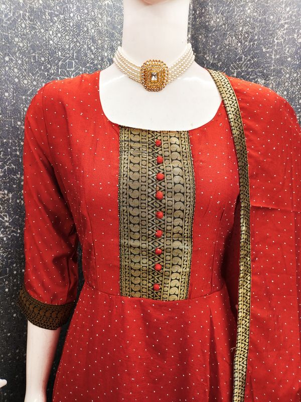 vichitra Jacquard Woven Gown Dupatta Set