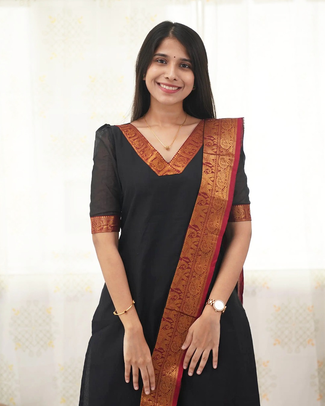 Kanchi Cotton Jacquard Woven Kurti Dupatta Set