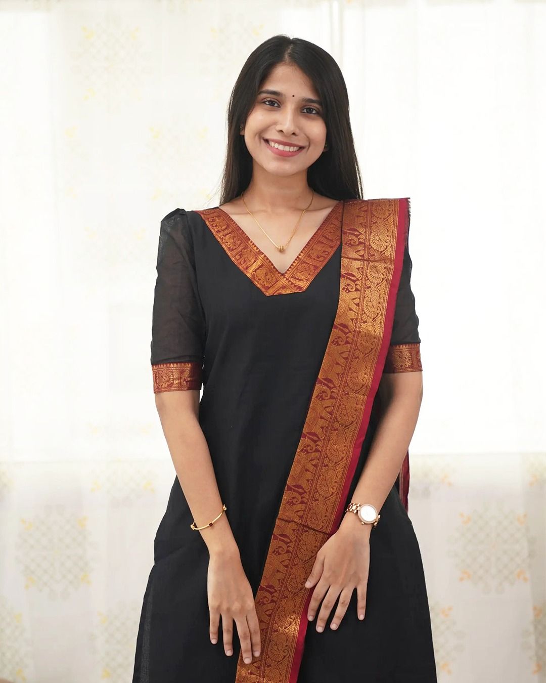 Kanchi Cotton Jacquard Woven Kurti Dupatta Set