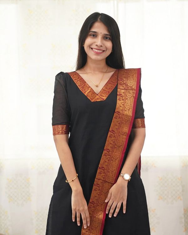 Kanchi Cotton Jacquard Woven Kurti Dupatta Set