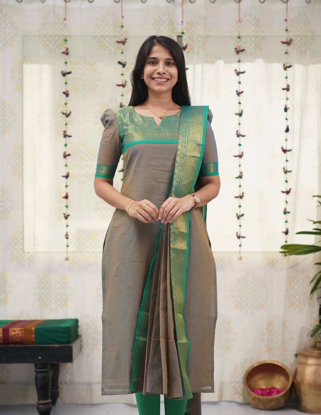 Kanchi Cotton Jacquard Kurti Dupatta Set