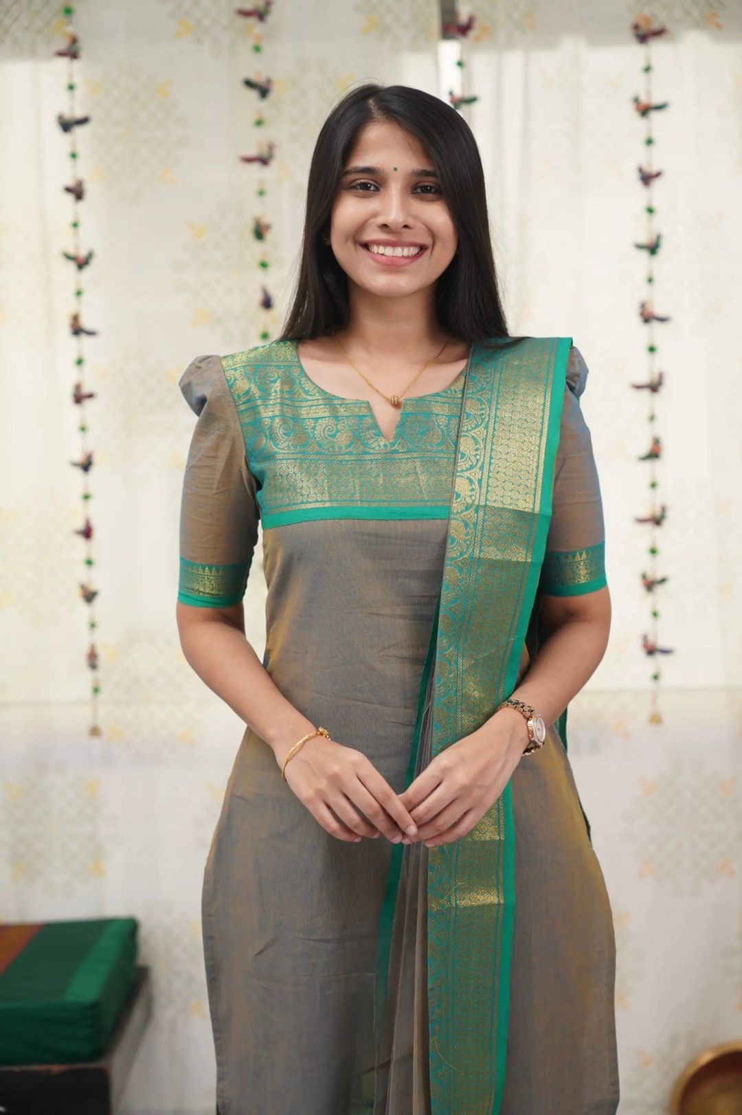 Kanchi Cotton Jacquard Kurti Dupatta Set